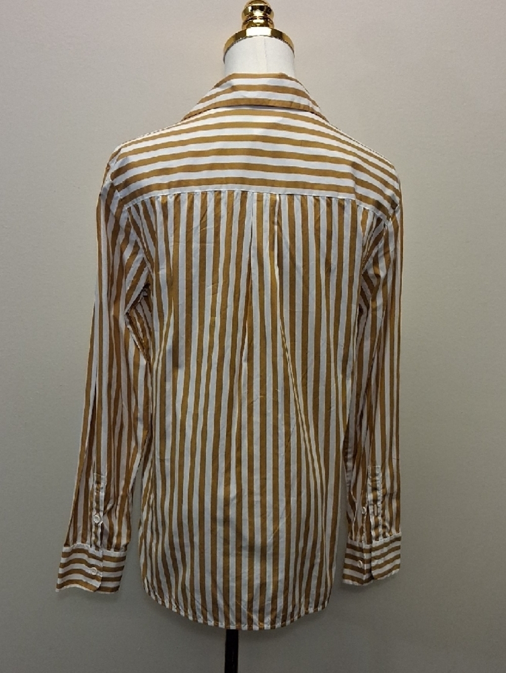 MaxMara Mustard White Striped Button Up Shirt Jacket Size 8 - Picture 3 of 8